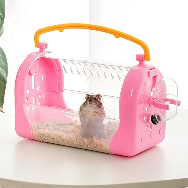 Gaiola Portátil de Plástico para Hamsters e Pequenos Animais com Tigela de Alimentação e Bebedouro para Uso ao Ar Livre