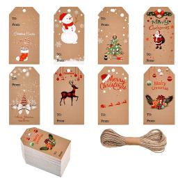 Etiquetas pendentes 50-100 peças, decoração de embrulho de presente cartão de papel kraft etiqueta diy decoração lembranças do natal - Image 1