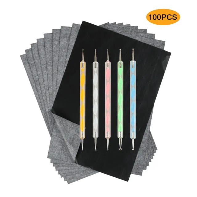 Conjunto Completo de Materiais para Pintura: 5 Canetas Rastreadoras e 100 Papéis de Transferência para Lona e Madeira