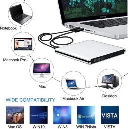 Leitor de Blu-Ray USB3.0 externo Gravador e gravador Bluray 3D BD-ROM Gravador de DVD óptico BD-RE Bluray Play para laptop/desktop - Image 5
