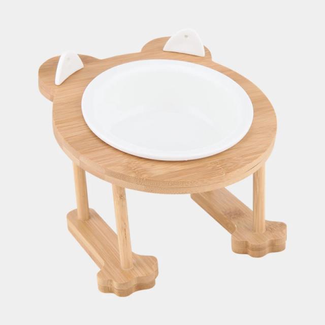 Alimentador Duplo de Cerâmica para Gatos e Cães com Suporte e Tigela de Água - Ideal para Animais de Estimação