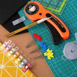 Kit Cortador Rotativo com Tapete de Corte Régua Patchwork, Faca de Escultura, Clipes De Costura Saco De Armazenamento, Tecido Quilting, 125Pcs, 45mm - Image 6