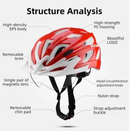 ROCKBROS-Capacete de Bicicleta para Homens e Mulheres, Integralmente Moldado, EPS, Ultraleve, Ao Ar Livre, MTB, Ajustável, Split, Ciclismo, Acessório - Image 2