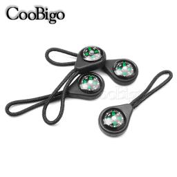 Bússola de plástico com zíper, puxar com alça, mochila ao ar livre, sobrevivência, acampamento, acessórios de vestuário, preto, 5 peças - Image 1