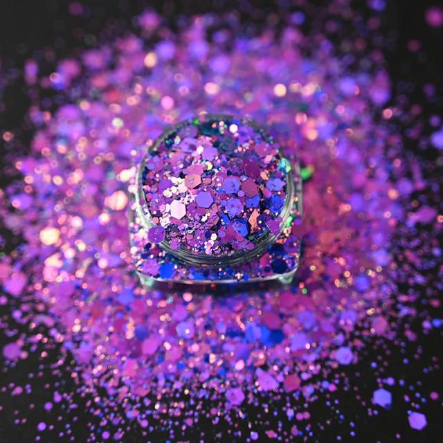 Mistura de Glitter Chunky Camaleão 50g para Slime e Artesanato com Lantejoulas que Mudam de Cor