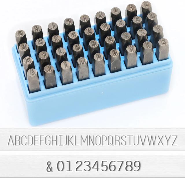 Conjunto Completo de Ferramentas para Estamparia de Jóias com Caixa Superior e Soco para Letras e Números em 4 Tamanhos