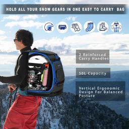 Soarowl 65l mochila de esqui grande capacidade à prova dwaterproof água saco de inicialização pode ser carregado com botas de esqui capacetes óculos roupas pendurar esquis - Image 3
