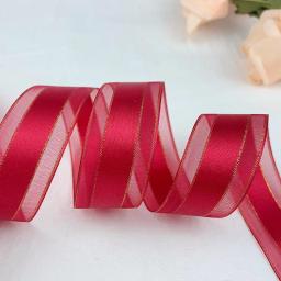 Fitas egde para decoração de festa, 5 jardas 25mm, organza, metálico, dourado, para casamento, natal, festa, presente, fita de embalagem para artesanato - Image 5