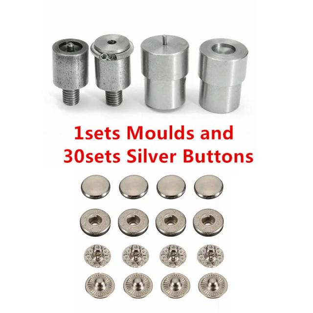 Fivela de Metal Prong Snap: Moldes e Ferramentas para Instalação de Rebites e Prendedores DIY - Disponível em 15mm, 12.5mm e 10mm