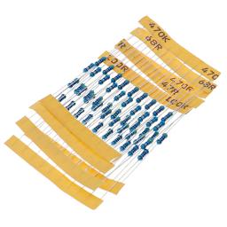 500 pçs/lote 50 valores 1/4W 0.25W 1% Kit de sortimento de resistor de filme de metal Conjunto 1ohm-10M ohm pacote de resistência - Image 5