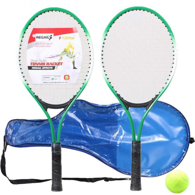 Conjunto de Raquetes de Tênis para Iniciantes: 2 Raquetes com Cabo de Nylon Ideal para Treinamento Infantil