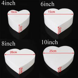 Praça Coração Shaped Poliestireno Bolo, Decorações Do Casamento DIY, Manequim Bolo, Espuma Molde, Isopor Prática Modelo, 4 ", 6", 8" - Image 4