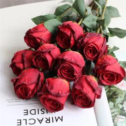 Rosa hidratante com sensação assada a fogo, flor artificial, adereços de casamento, arranjo floral, buquê de flores falsas, quarto, decoração de casa - Image 4