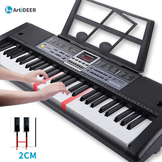 Teclado Piano Profissional com 61 Teclas - Controlador MIDI Eletrônico e Sintetizador Digital para Crianças e Músicos