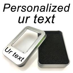 Caixa de lata personalizada com o seu texto, gravado a laser, presentes de metal prateado, pingente para anel, colar, chaveiro, relógio de bolso - Image 1