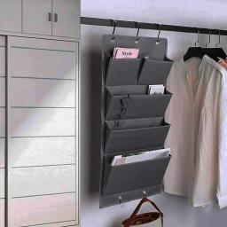 Sobre a Porta Organizador De Armazenamento, Pendurado Com Ganchos, Montagem Na Parede, Material De Escritório, Pastas De Arquivo, Material Escolar, 5 Bolsos - Image 6