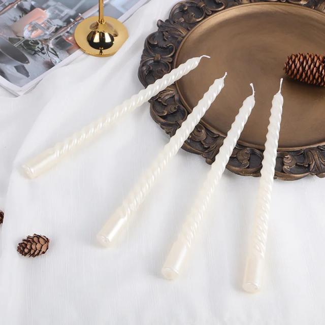 Conjunto de 4 Velas Longas Roscadas de Estilo Europeu para Decoração de Natal e Casamentos - 10"