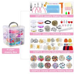 Kit de jóias de luxo com contas, 2083 peças, fabricação de joias, amuletos, miçangas, fio para colar, pulseira, brincos, reparo - Image 2