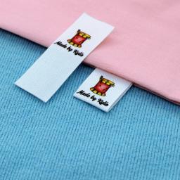 Etiquetas de costura/etiquetas de marca personalizadas, etiquetas de roupas, máquina de costura, tecido 100% algodão, texto personalizado (fr064) - Image 2