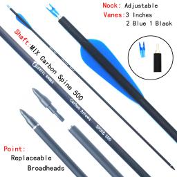 Setas de carbono para tiro com arco, recurvo, arco composto, tiro Longbow, caça, Spine 500, 28 ", 30", 31" - Image 3