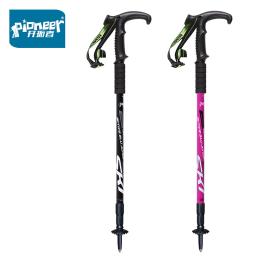 Pioneer-bastões de caminhada telescópicos de liga de alumínio, leve, 65-135cm, cabo em formato de t, para áreas externas, caminhadas, escaladas - Image 1