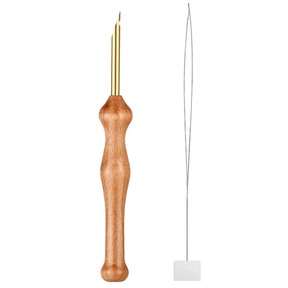 1/2 pçs perfurador de madeira agulha bordado caneta com agulha threader para diy artesanato costura applique embelezamento ferramentas de costura - Image 1