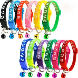Suprimentos para animais de estimação colar colar gato pata impressão colar ajustável com sino pegada engraçada colar para animais de estimação - Image 2