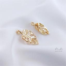 14K Gold Plated Acessórios oco tridimensional folha pingente diy artesanal pulseira cabeça ornamentos pingente eardrop - Image 1