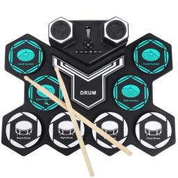 Conjunto de tambor eletrônico midi, compatível com bluetooth, 8 almofadas de silicone, alto-falantes internos com bateria de lítio embutida - Image 2