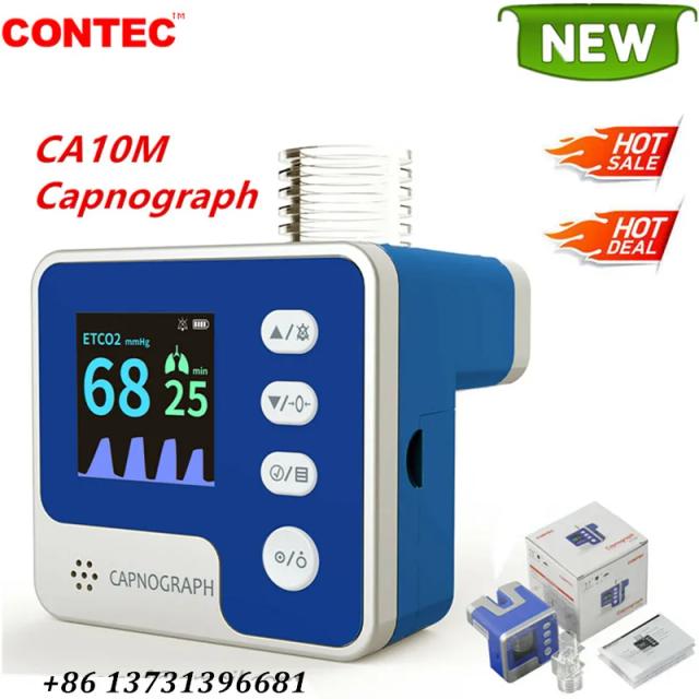 CONTEC Capnograph CA10M CO2 End-Tidal Taxa de Respiração Mainstream