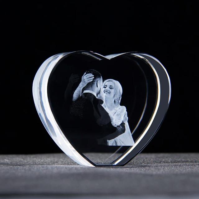 Moldura de cristal LED gravada em 3D personalizada para casais - Lembrança especial de aniversário de casamento e Dia dos Namorados