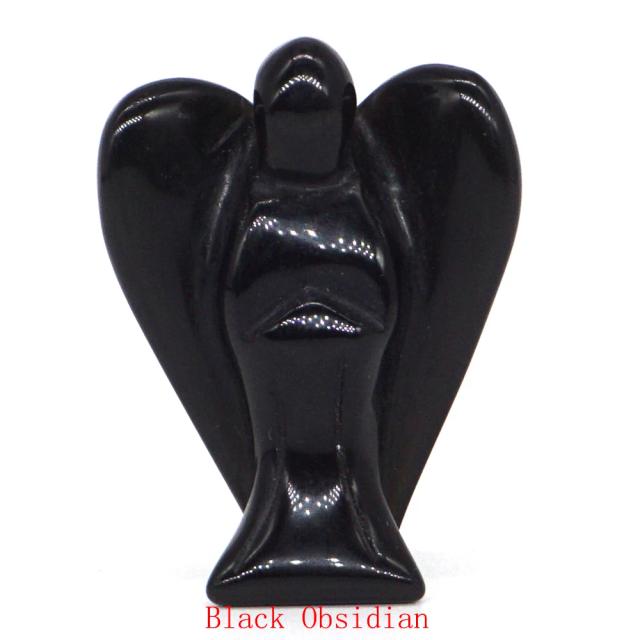 Estátua de Anjo em Pedra Natural - Escultura de Cristal Precioso para Decoração e Presentes Artesanais com Reiki - 1 Unidade
