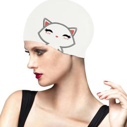 Touca de natação de borracha de silicone, gorro de cabelo longo impermeável com desenho para esportes aquáticos, acessórios de natação para meninos, crianças, homens e mulheres, unissex - Image 1