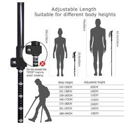 Bastão de caminhada nórdico ultraleve, liga de alumínio, telescópico, para trekking e stick - Image 4