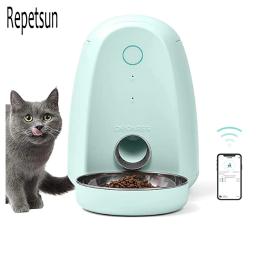 2l animal de estimação inteligente automático lento alimentador para o gato do cão com controle remoto wi fi monitores de vídeo dispensador recarregável tigela alimentador - Image 1