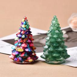 Resina natural pedra preciosa sorte árvore ornamentos artesanais árvores de natal silicone decoração para casa artesanato estatueta presente do feriado - Image 2