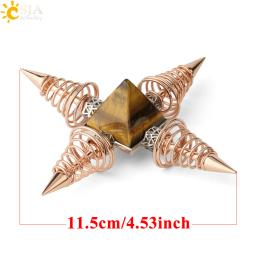 Pedras Naturais Pirâmide Decoração, Pêndulo Espiral, Gerador de Energia, Cura Meditação Espiritual Produto, 4 Pontos, G316 - Image 3