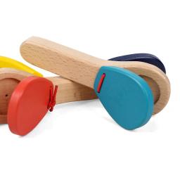 Montessori Wooden Orff Percussão Instrumento, Bebê Castanholas, Hand Clappers, Brain Game, Brinquedos Educativos, Handle, 1Pc - Image 5