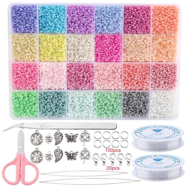 Kit Completo de Miçangas Seed para Fazer Joias: 20000 Peças de 2mm para Pulseiras, Colares, Anéis e Projetos DIY de Artesanato