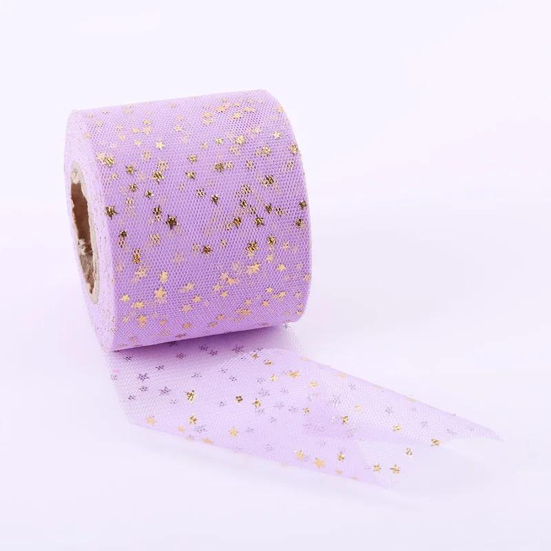 Rolos de tule com estrelas e bronze, 6cm, feito à mão, para crianças, acessórios de ornamento de cabelo, material de joalheria - Image 1