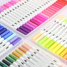 Aquarela arte marcador canetas para caligrafia, ponta dupla escova caneta, cores FineLiner, desenho, pintura, escola, 12, 24, 36, 48, 80, 100pcs - Image 3