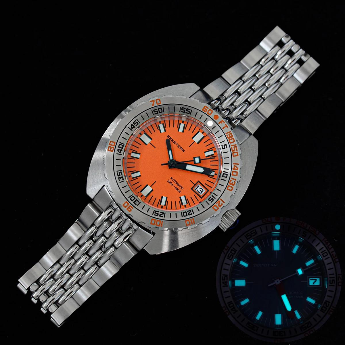 SUB300T-Men é automático mecânico mergulhador relógio, safira vidro, data luminosa, 200m, virar pulseira, Seestern relógio de pulso, retro, marca Top - Image 1