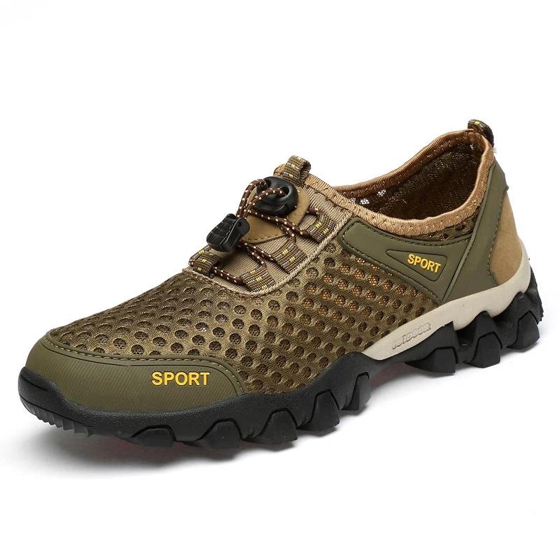 Tênis de caminhada de malha respirável masculino, tênis de trekking, esporte ao ar livre, antiderrapante, caqui, secagem rápida, venda quente, verão - Image 1