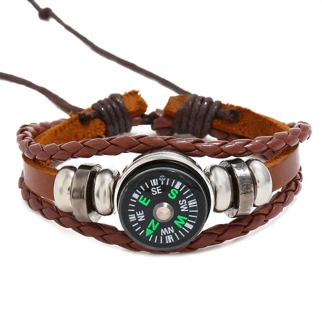 Pulseira Tática PU com Bússola: Equipamento Essencial para Camping, Aventuras ao Ar Livre, Pesca e Caça