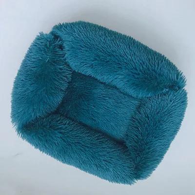 Camas quadradas de pelúcia para gatos com esteiras aquecidas e cestas em diversos tamanhos