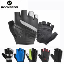 10 estilo rockbros luvas de ciclismo metade do dedo respirável bicicleta mtb estrada gel à prova de choque das mulheres dos homens equipamentos esportivos - Image 1