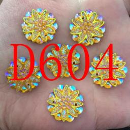 10 pçs 18mm ab resina flor strass flatback decoração de casamento 2 buraco botões d60 - Image 5