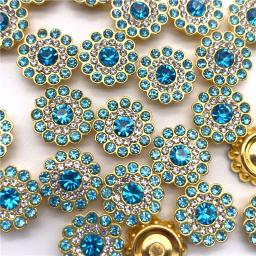 30 pçs 50 pçs 13mm girassol flatback cabochão contas de cristal base ouro moldura resina strass para diy headwear vestuário acessório - Image 6