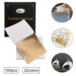 100 pçs/set arte artesanato design papel dourado imitação de ouro tira cobre folha papéis diy artesanato decoração folhas folhas 8x8.5cm - Image 1