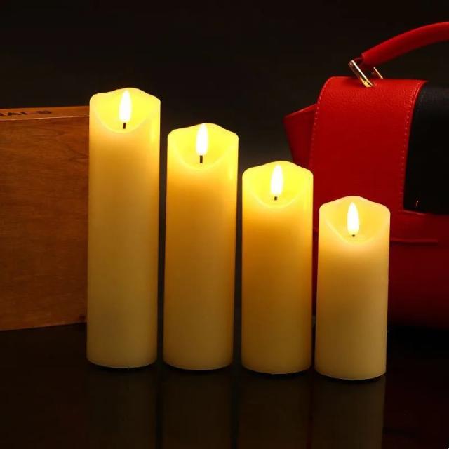 Pau de vela decorativo com pilar LED à bateria e borda ondulada 3D para festas de casamento e decoração de casa, 5cm âmbar